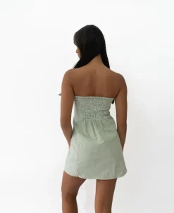 Victoria Dress | Olive Stripe